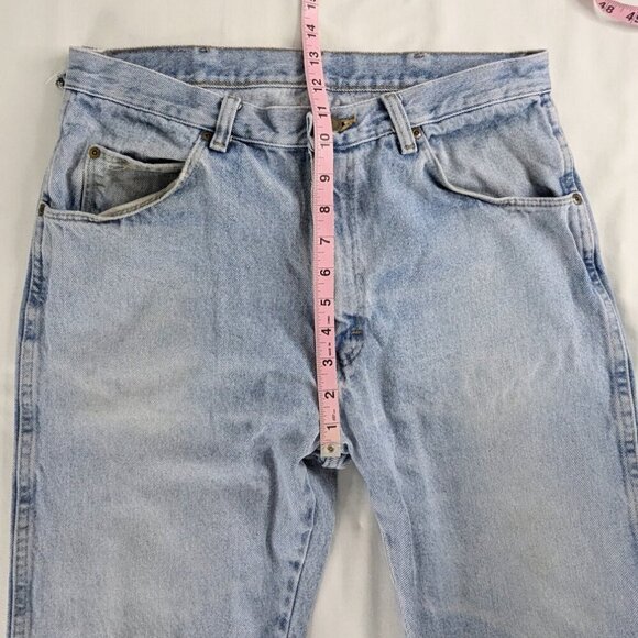 VTG Wrangler Light Wash Denim Distressed Straight Leg Faded Jeans - Picture 6 of 11